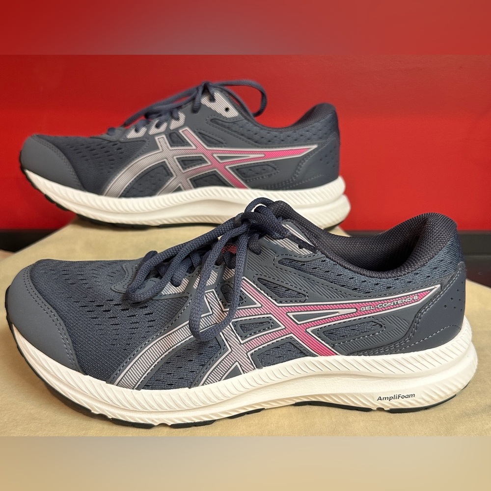 ASICS Gel Contend 8 Blue/Gray Women’s Size 10D/Wide with Original Box - Picture 1 of 14